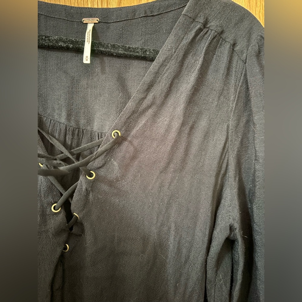 Free People black Lace-Up Tunic top M - Picture 5 of 10